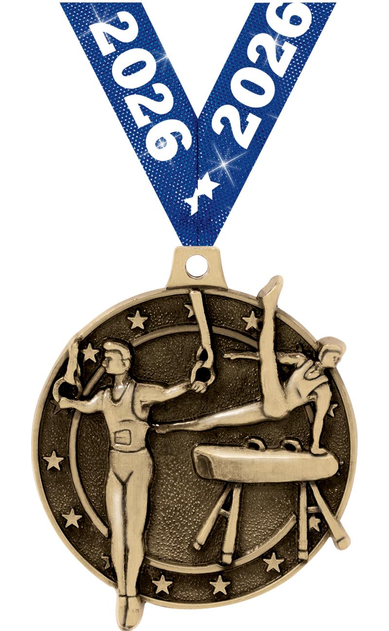 2" 3D MALE GYM MEDAL GOLD