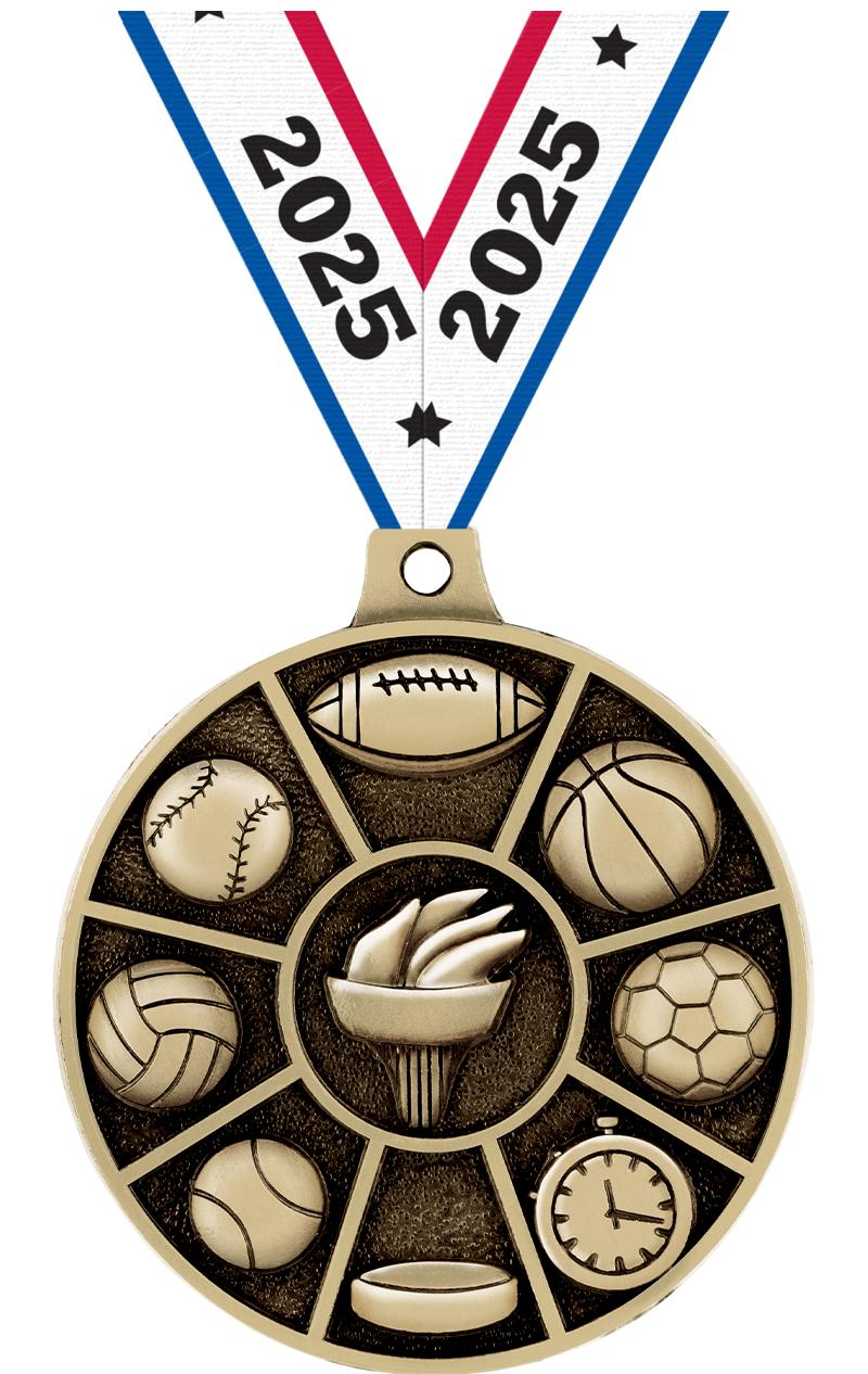 2" 3D MULTI-SPORT MEDAL GOLD