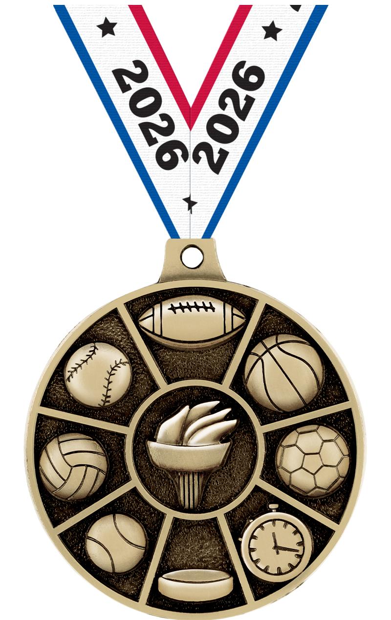2" 3D MULTI-SPORT MEDAL GOLD
