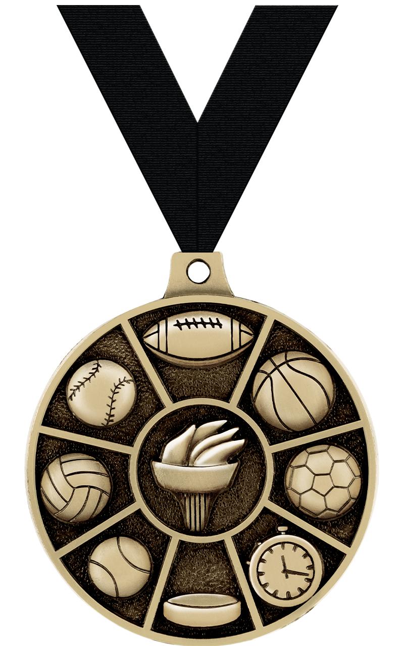 2" 3D MULTI-SPORT MEDAL GOLD