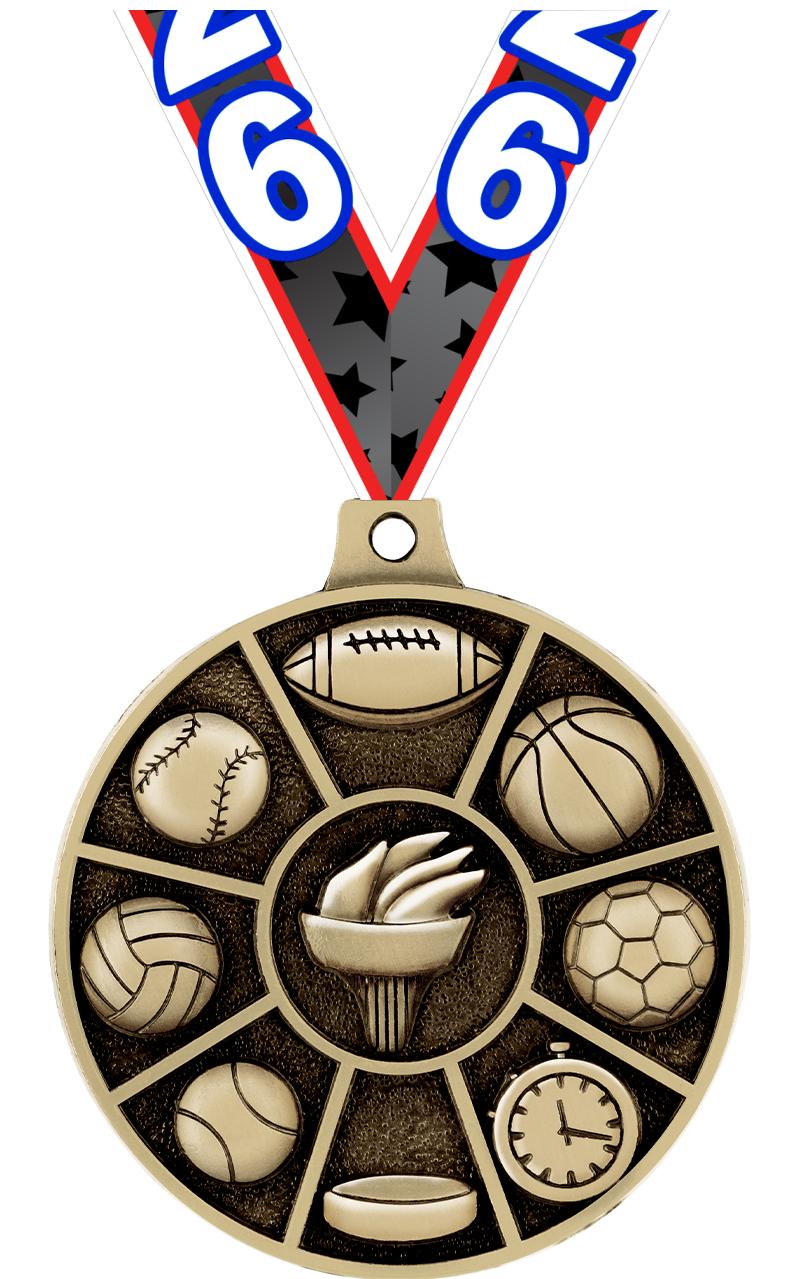 2" 3D MULTI-SPORT MEDAL GOLD
