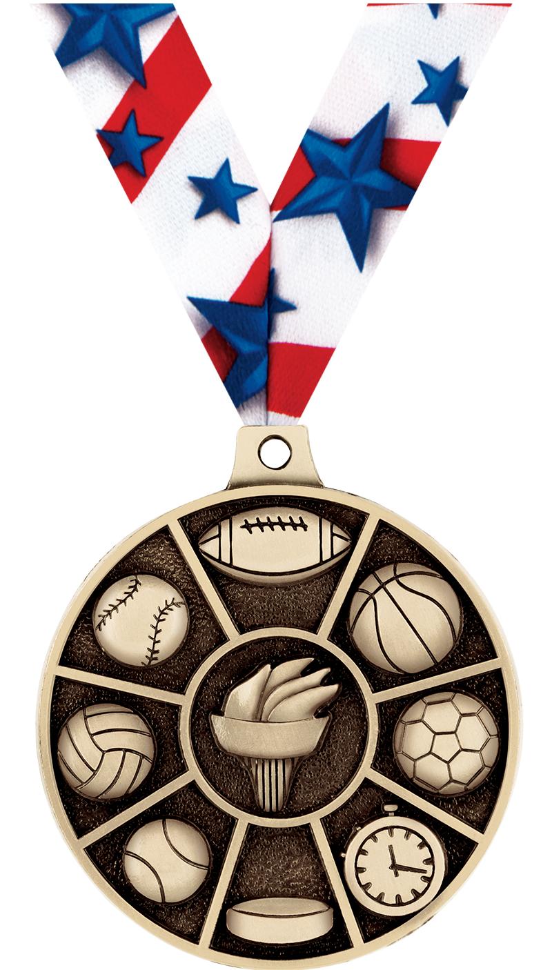 2" 3D MULTI-SPORT MEDAL GOLD