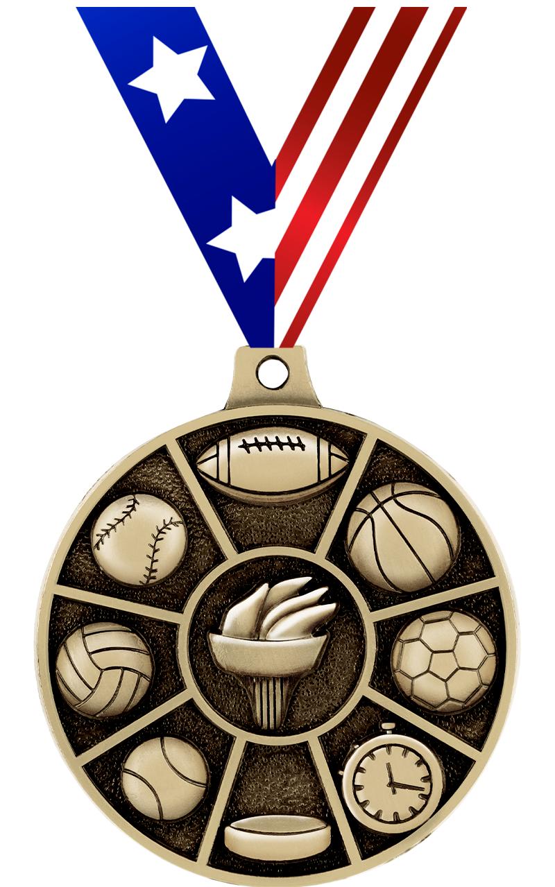 2" 3D MULTI-SPORT MEDAL GOLD
