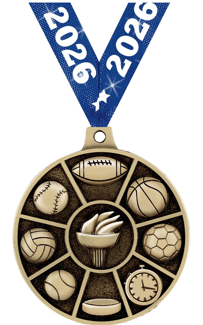 2" 3D MULTI-SPORT MEDAL GOLD