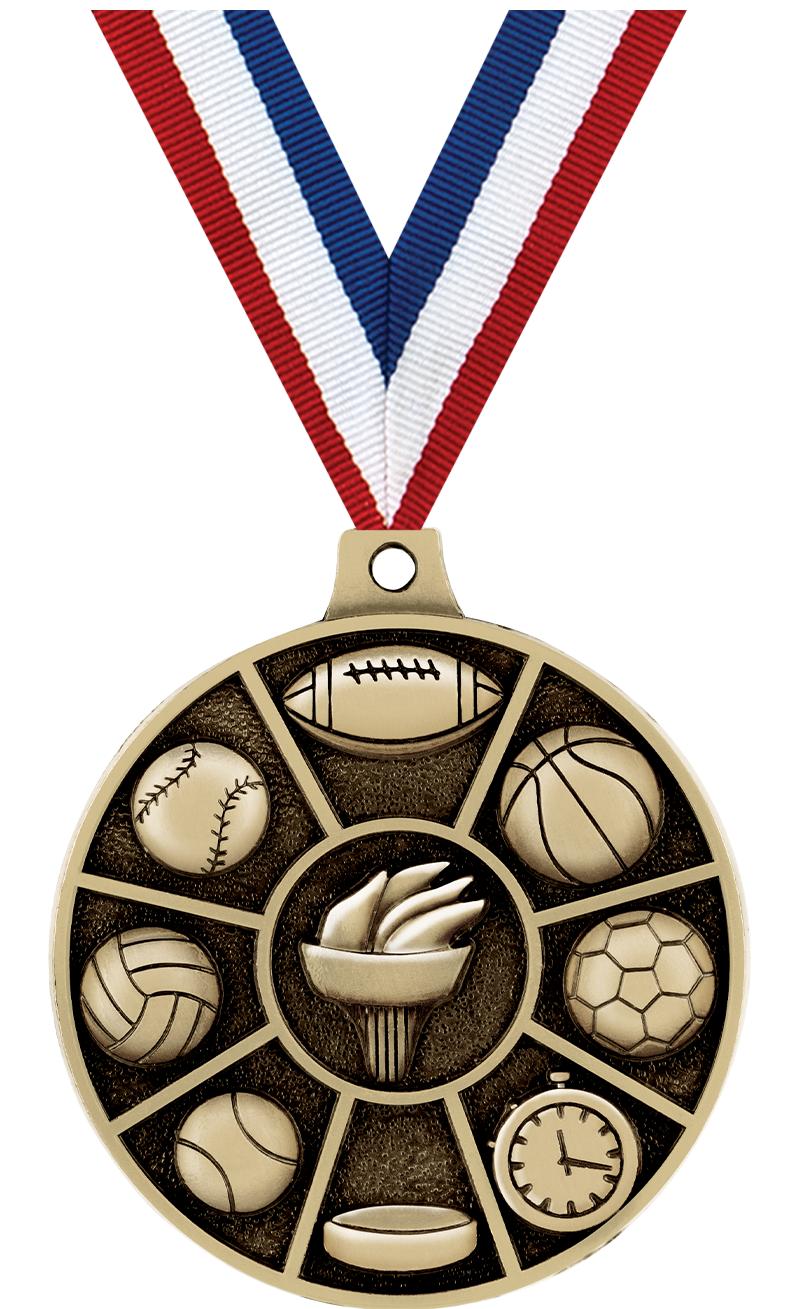 2" 3D MULTI-SPORT MEDAL GOLD