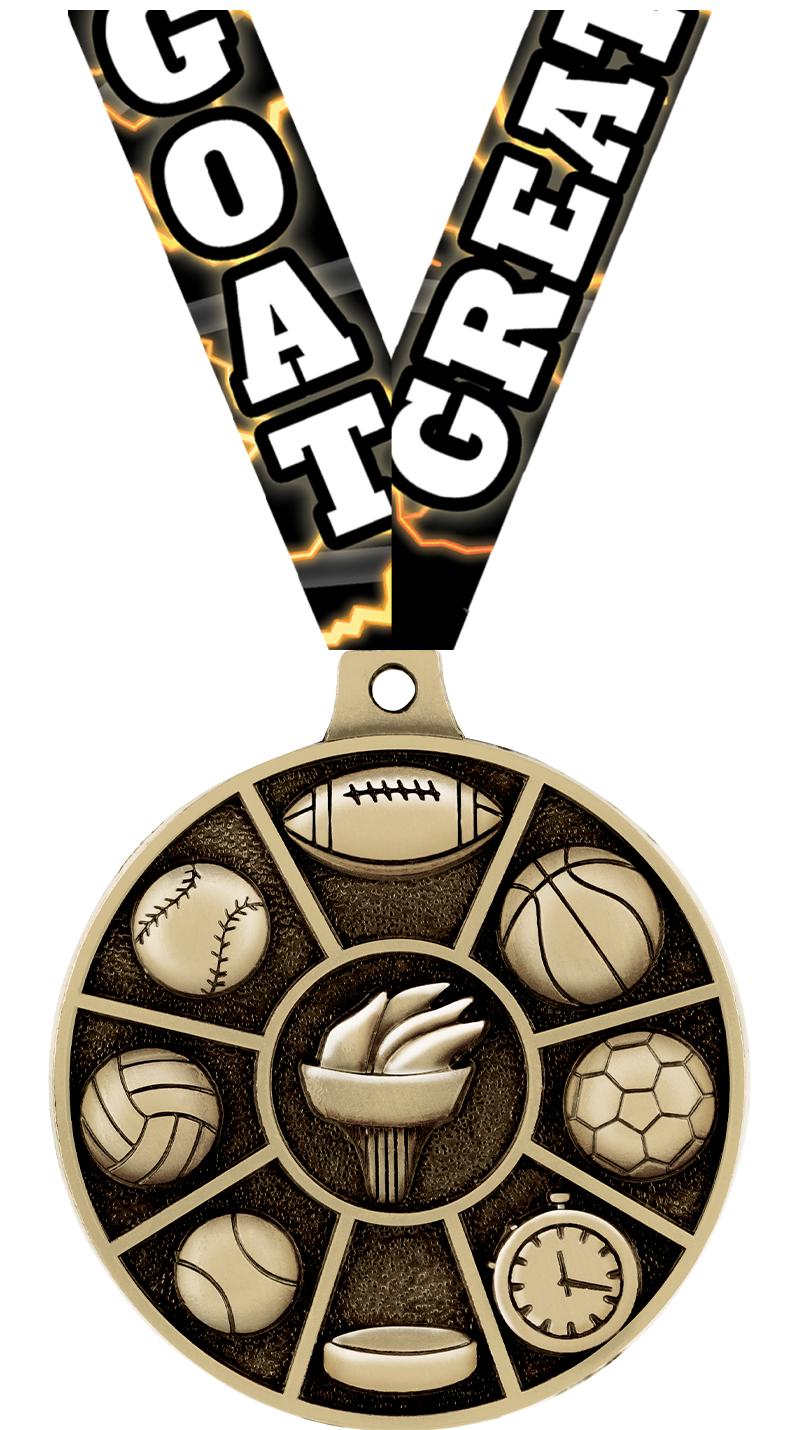 2" 3D MULTI-SPORT MEDAL GOLD