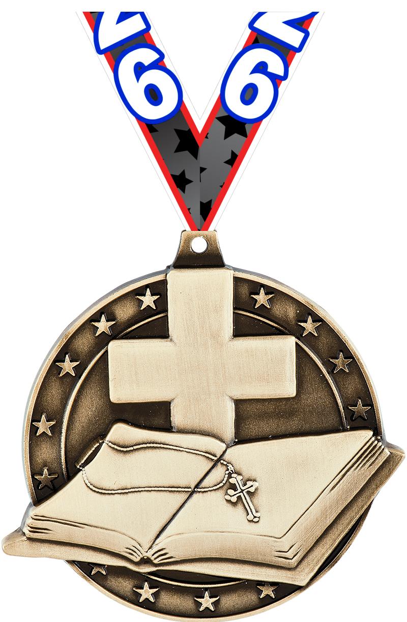 2" 3D OPEN BIBLE MD GLD W/RB