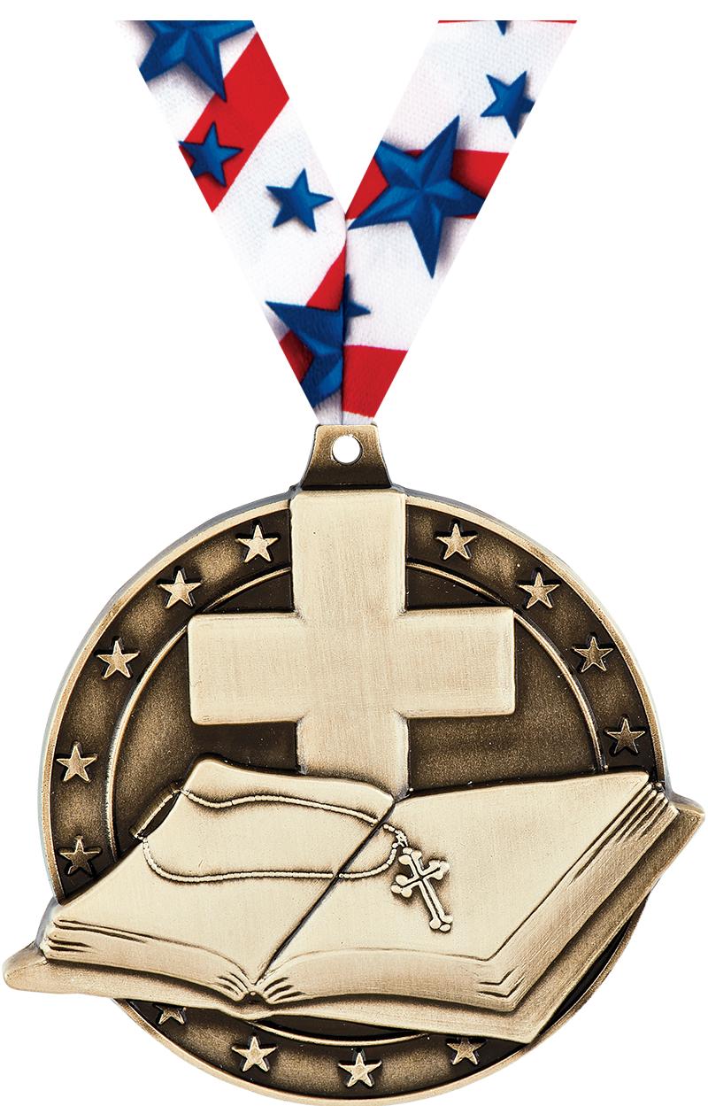 2" 3D OPEN BIBLE MD GLD W/RB