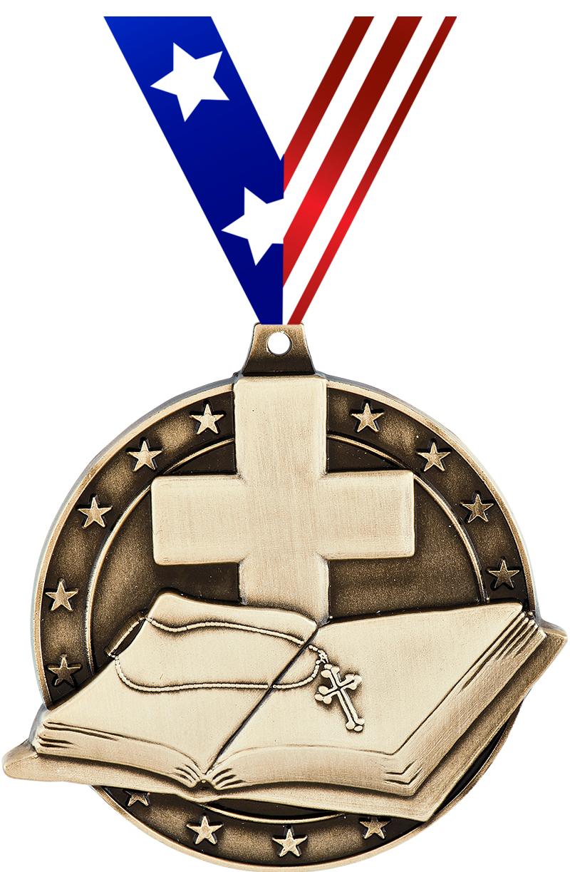 2" 3D OPEN BIBLE MD GLD W/RB