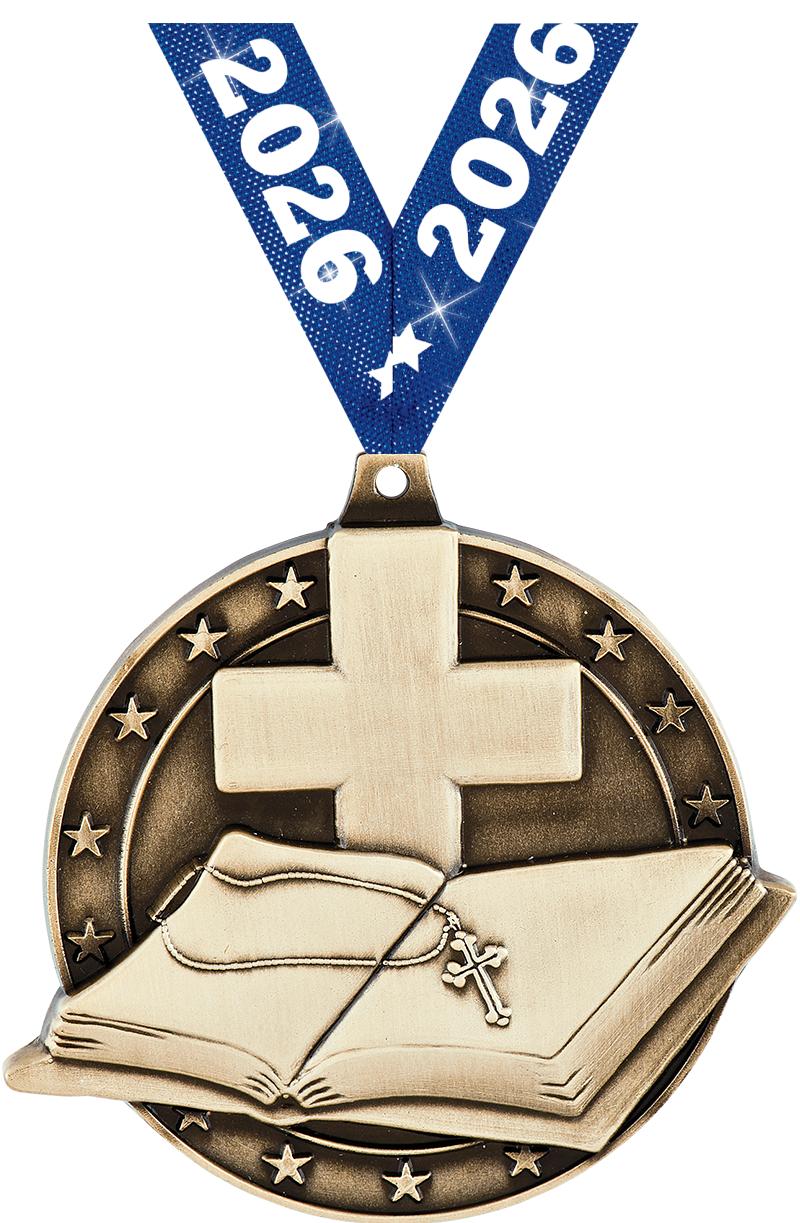 2" 3D OPEN BIBLE MD GLD W/RB