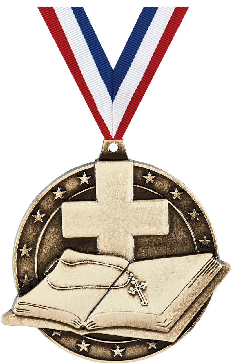 2" 3D OPEN BIBLE MD GLD W/RB