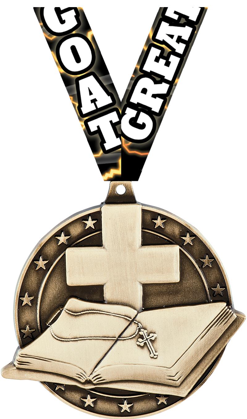 2" 3D OPEN BIBLE MD GLD W/RB