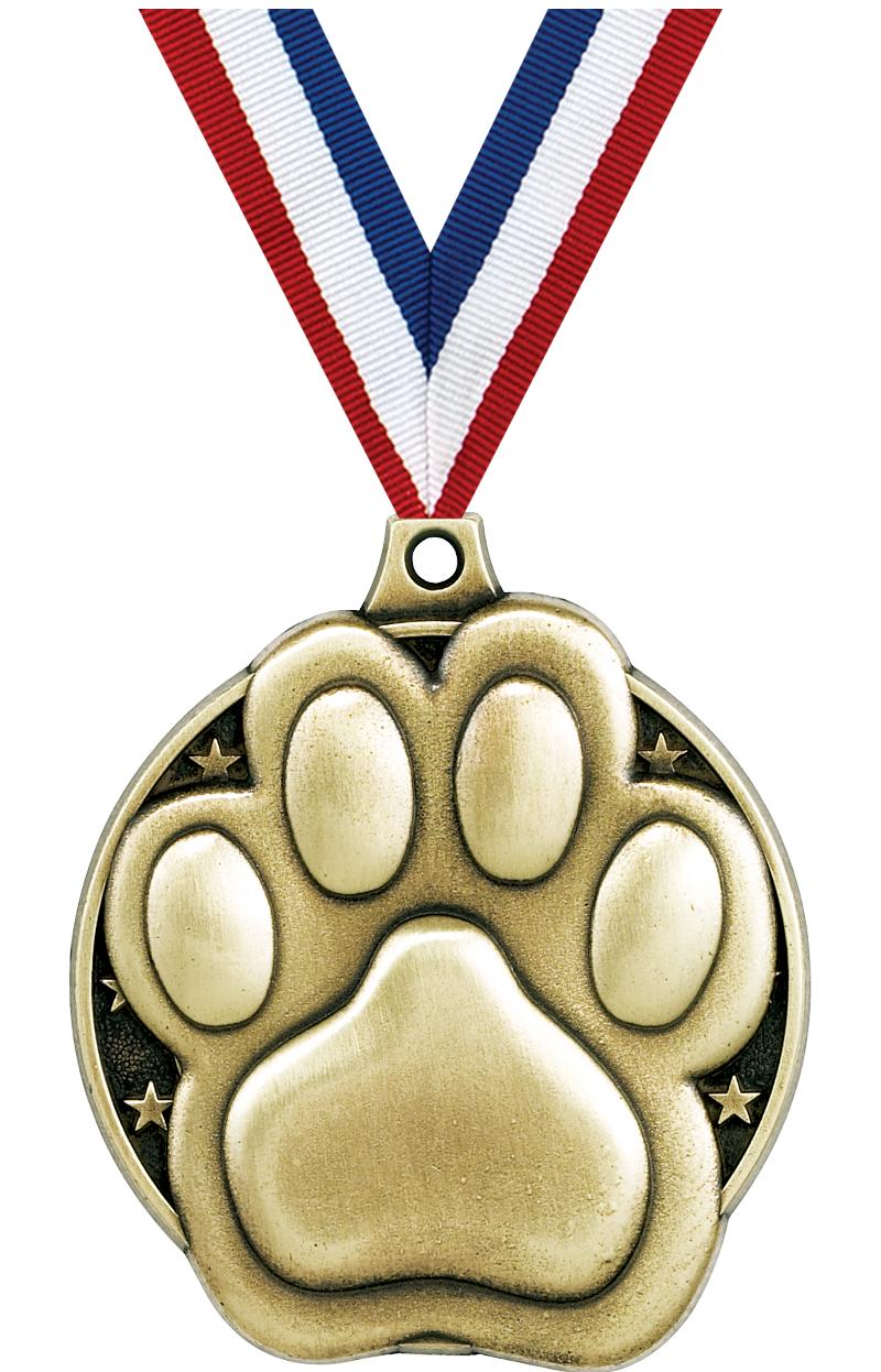 2" 3D PAW PRINT MEDAL GOLD