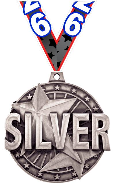 2" 3D "SILVER" PLACE MEDAL