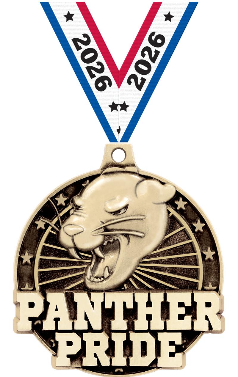 2" 3D PANTHER PRIDE GOLD MEDAL