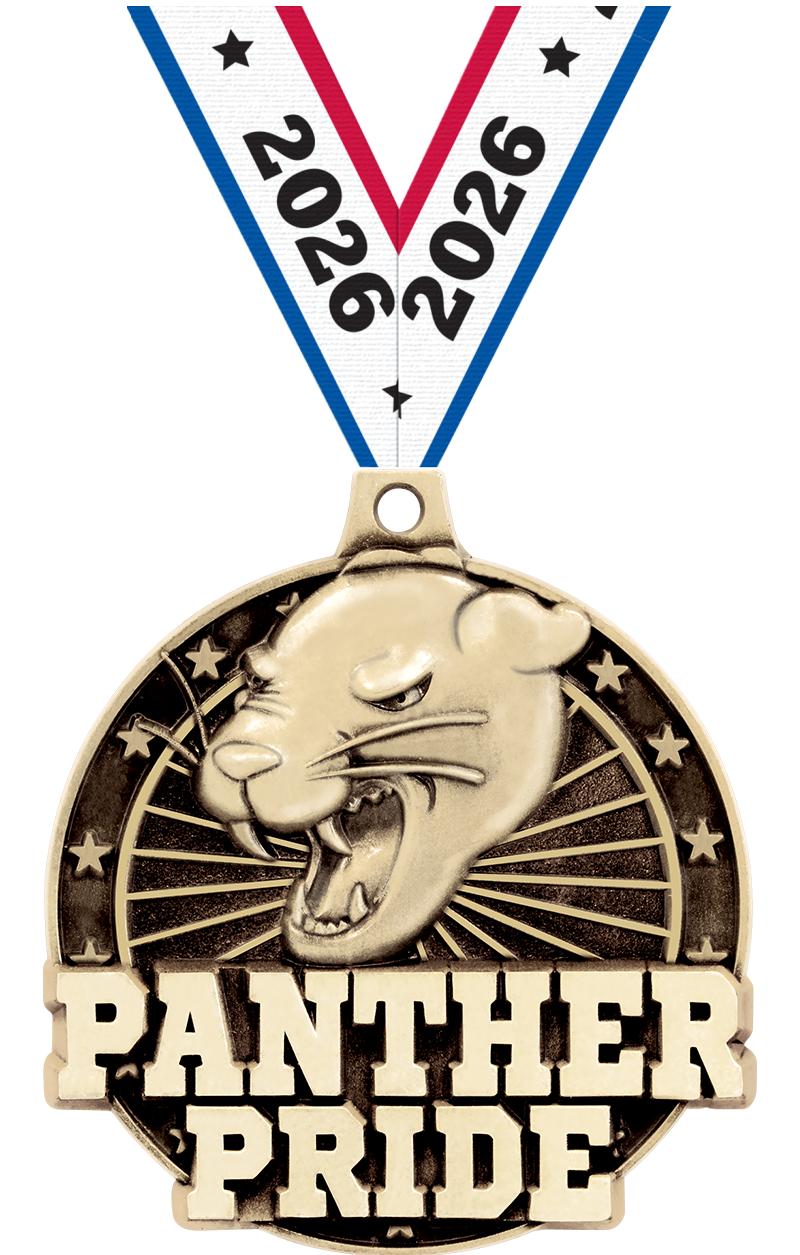 2" 3D PANTHER PRIDE GOLD MEDAL
