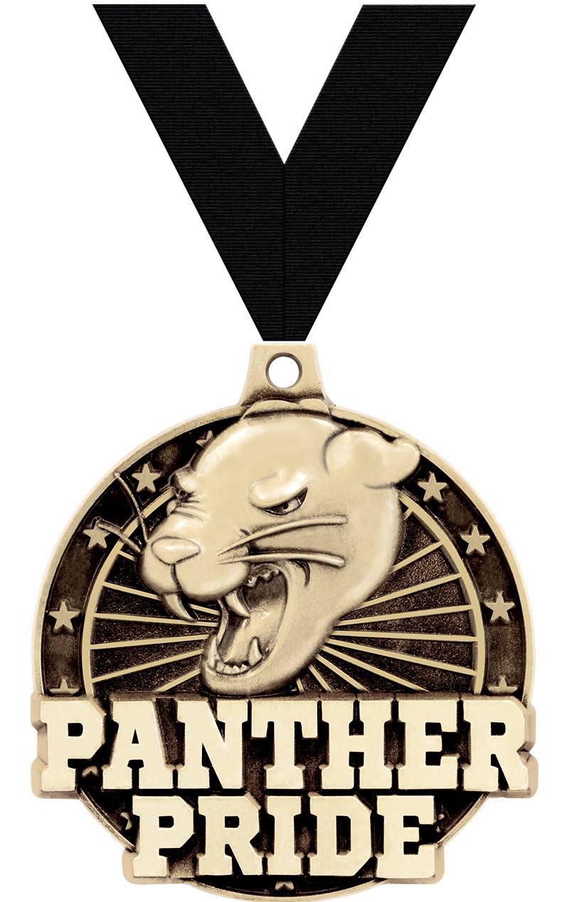 2" 3D PANTHER PRIDE GOLD MEDAL