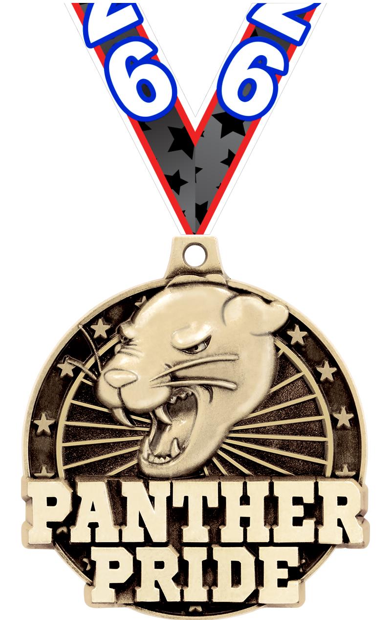 2" 3D PANTHER PRIDE GOLD MEDAL