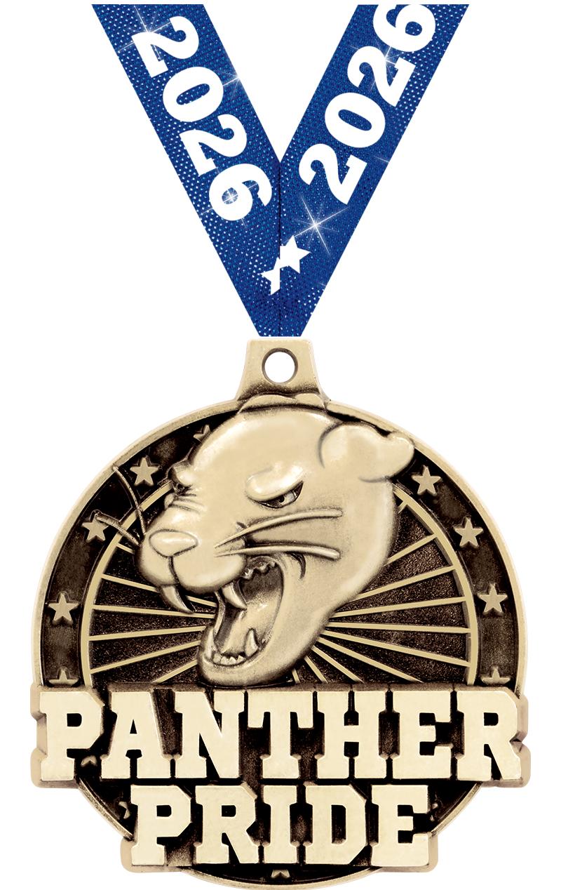 2" 3D PANTHER PRIDE GOLD MEDAL