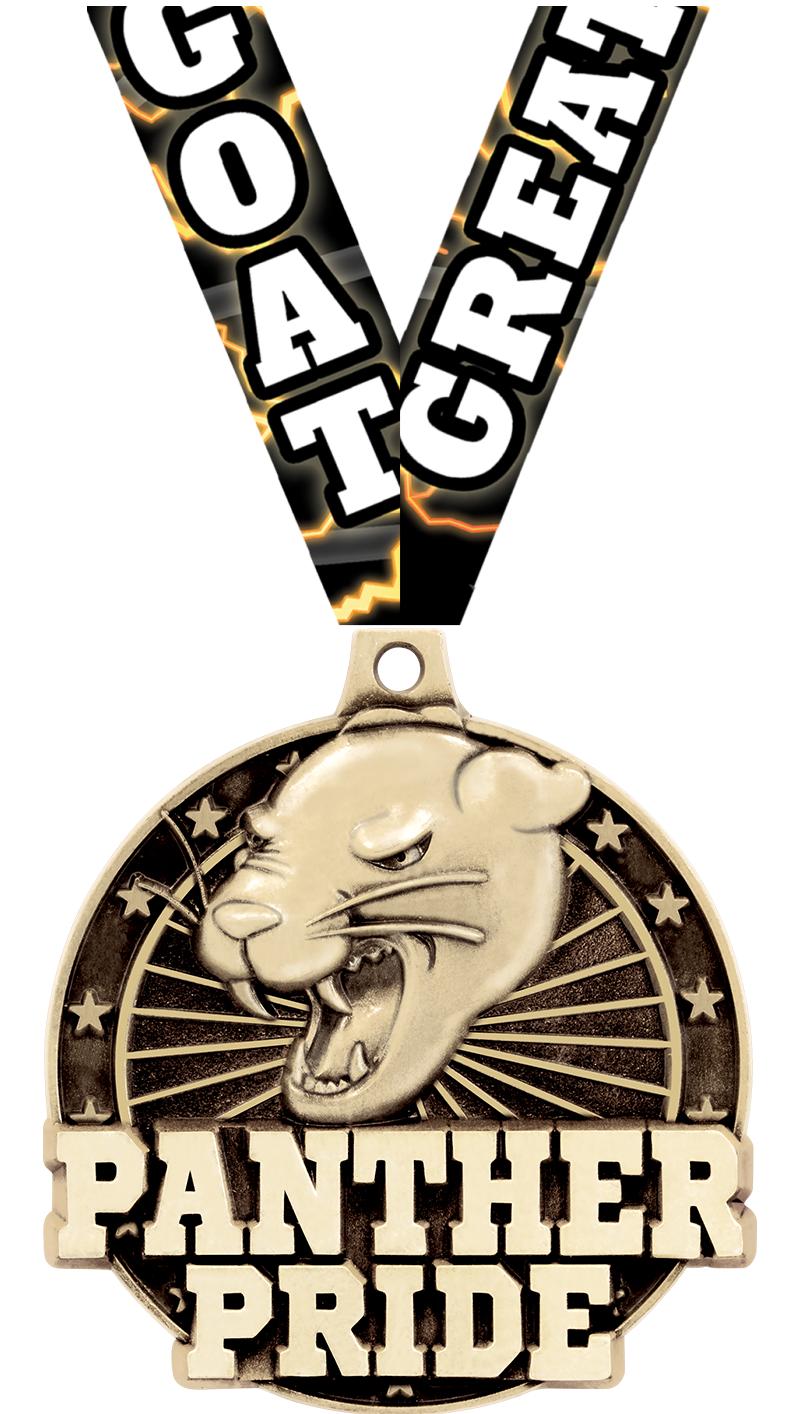2" 3D PANTHER PRIDE GOLD MEDAL