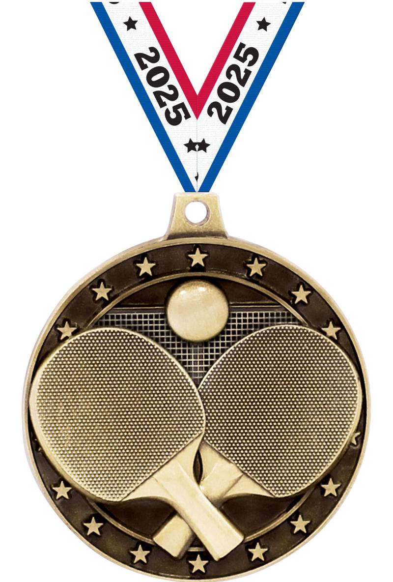 2" 3D PING PONG MEDAL GOLD