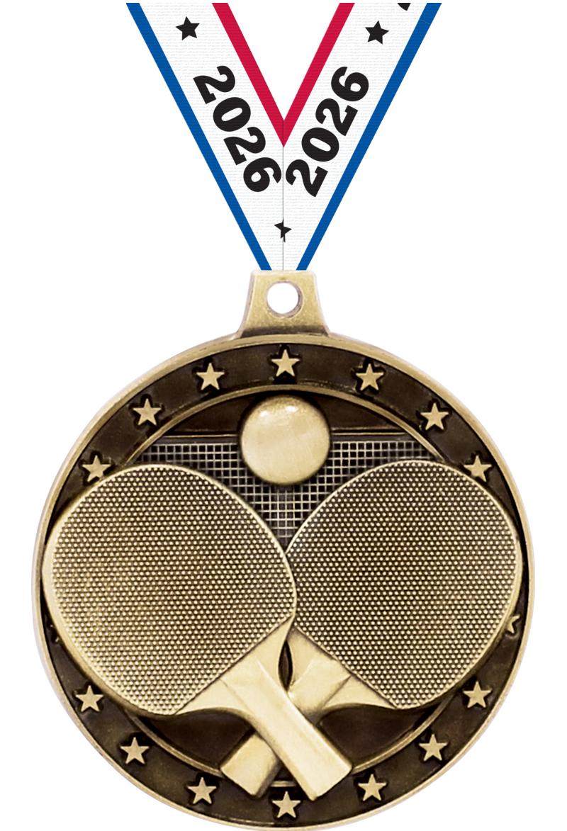 2" 3D PING PONG MEDAL GOLD
