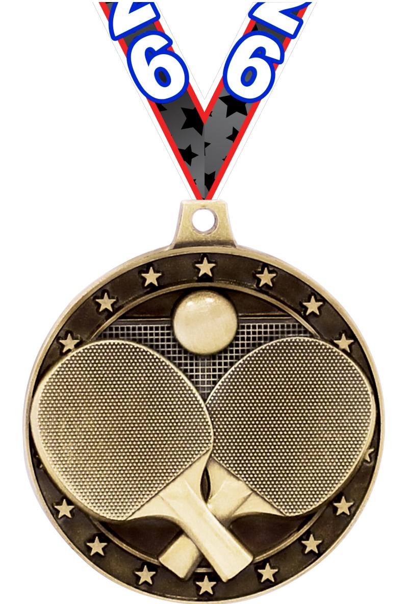 2" 3D PING PONG MEDAL GOLD