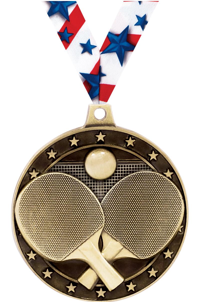 2" 3D PING PONG MEDAL GOLD