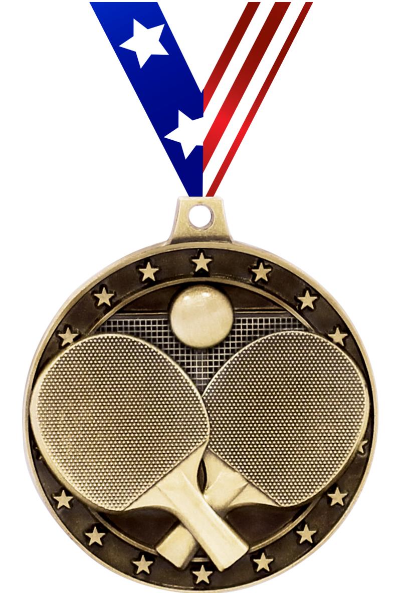 2" 3D PING PONG MEDAL GOLD