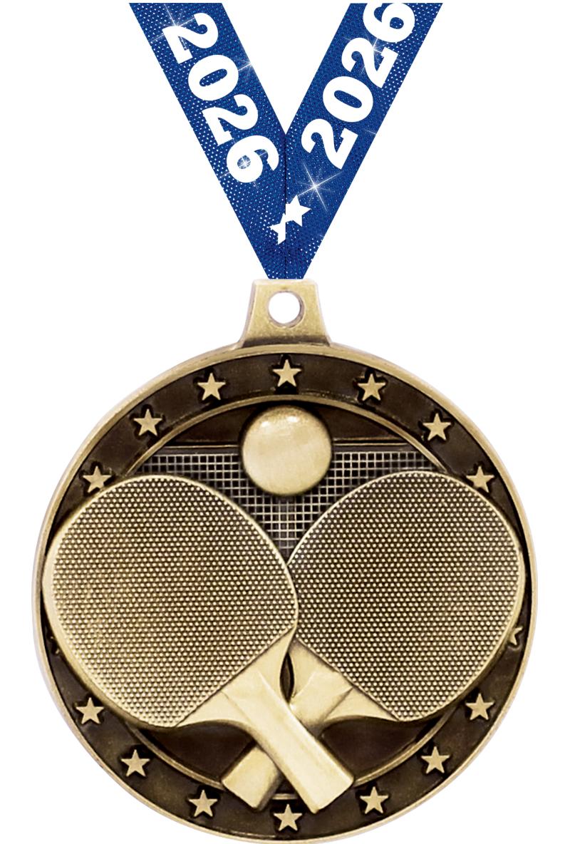 2" 3D PING PONG MEDAL GOLD
