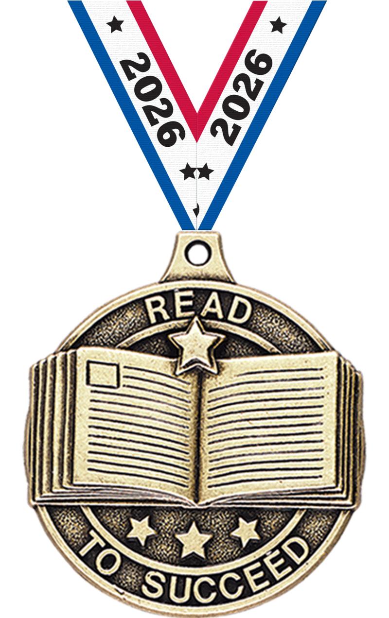2" 3D READ TO SUCCEED MEDAL GD
