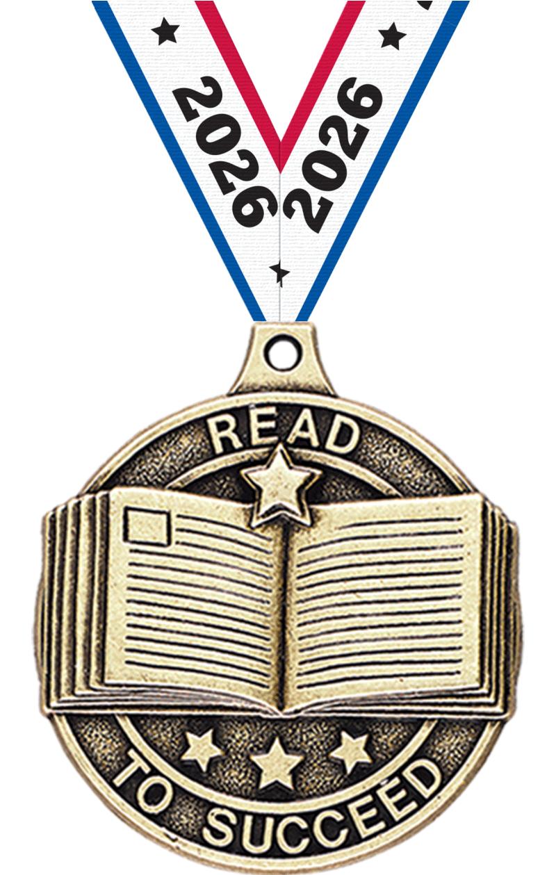 2" 3D READ TO SUCCEED MEDAL GD