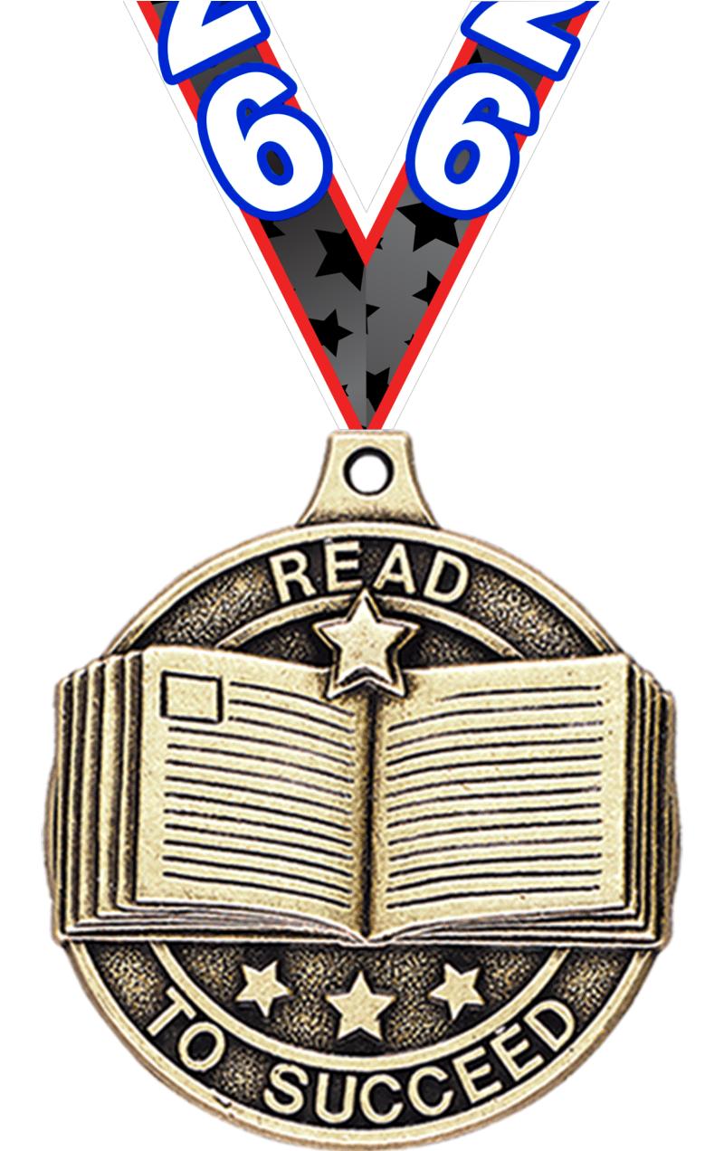 2" 3D READ TO SUCCEED MEDAL GD