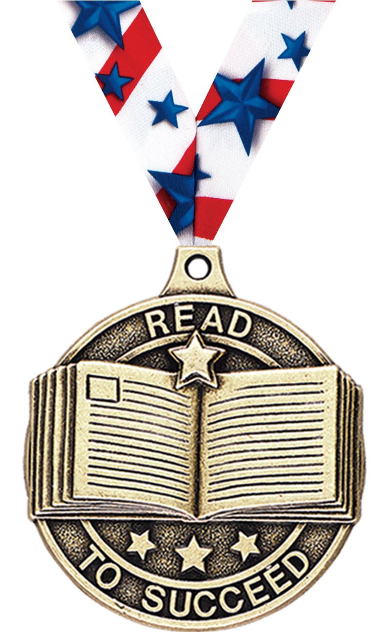 2" 3D READ TO SUCCEED MEDAL GD
