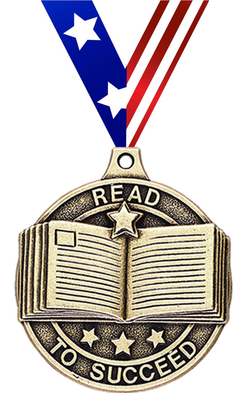 2" 3D READ TO SUCCEED MEDAL GD