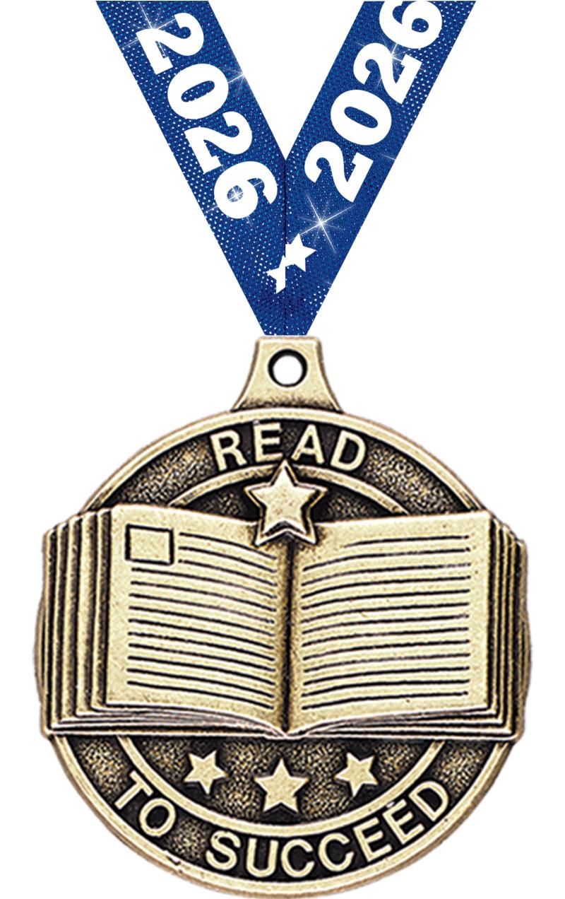 2" 3D READ TO SUCCEED MEDAL GD