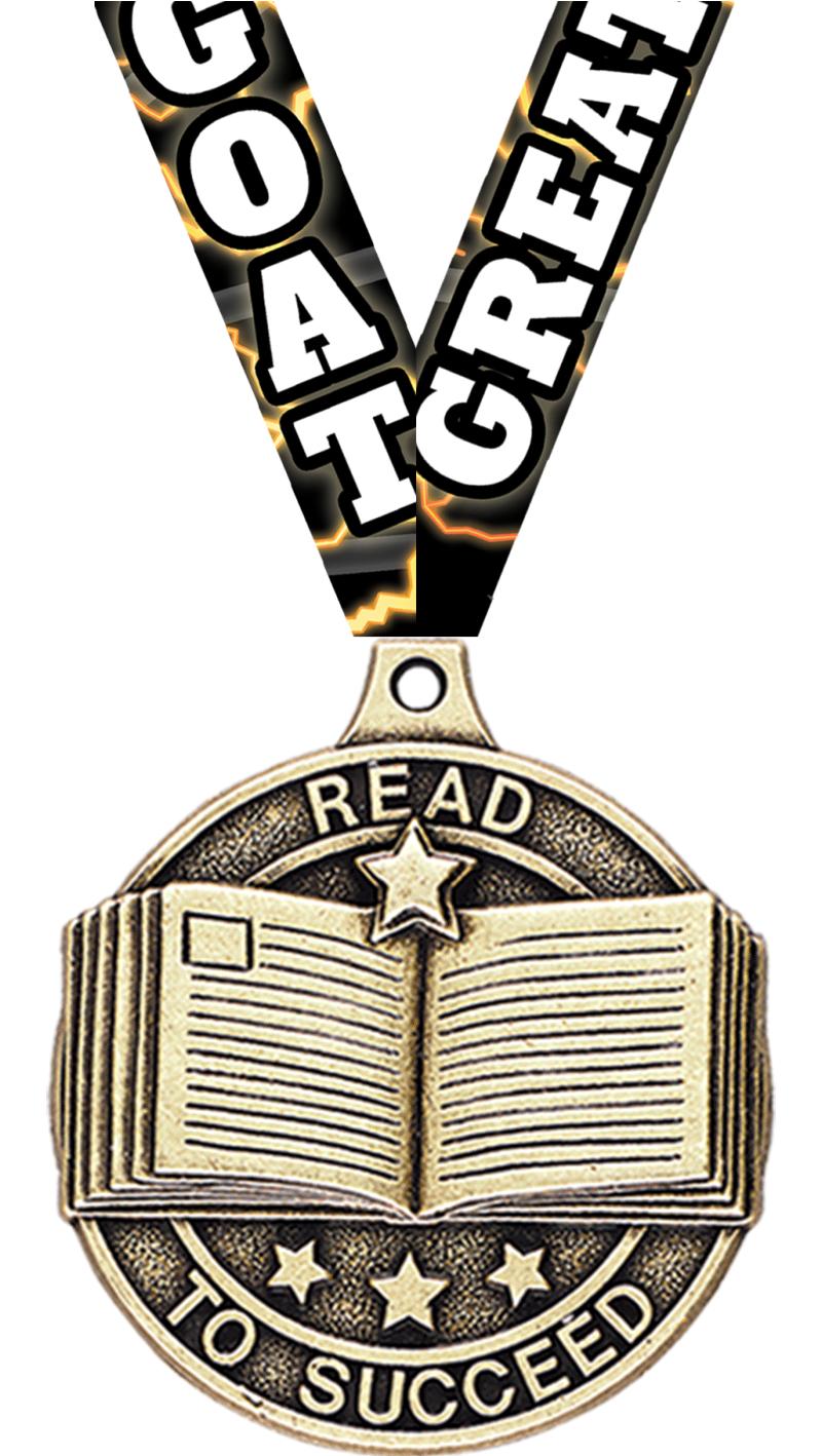 2" 3D READ TO SUCCEED MEDAL GD