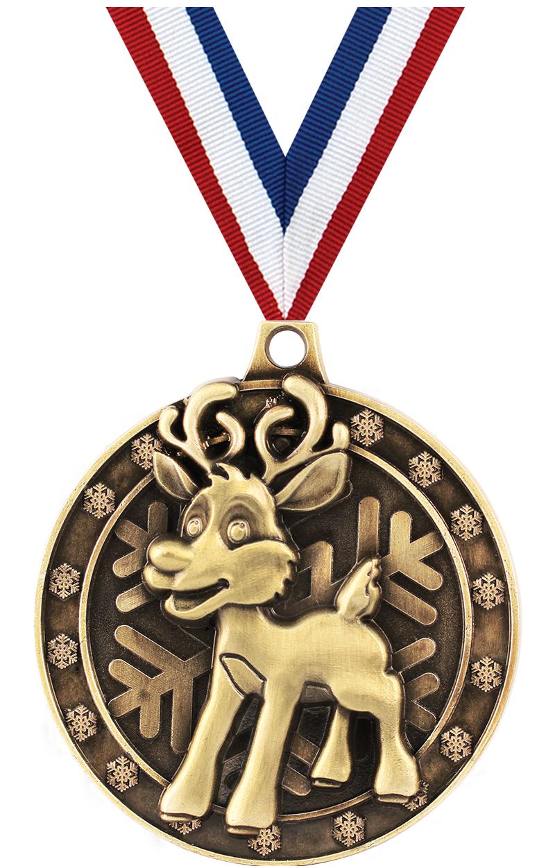 2" 3D REINDEER GOLD MEDAL