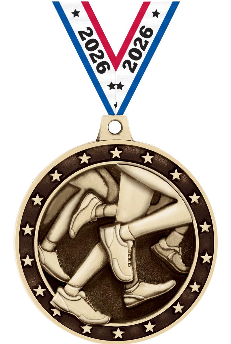 2" 3D RUNNING MEDAL GOLD