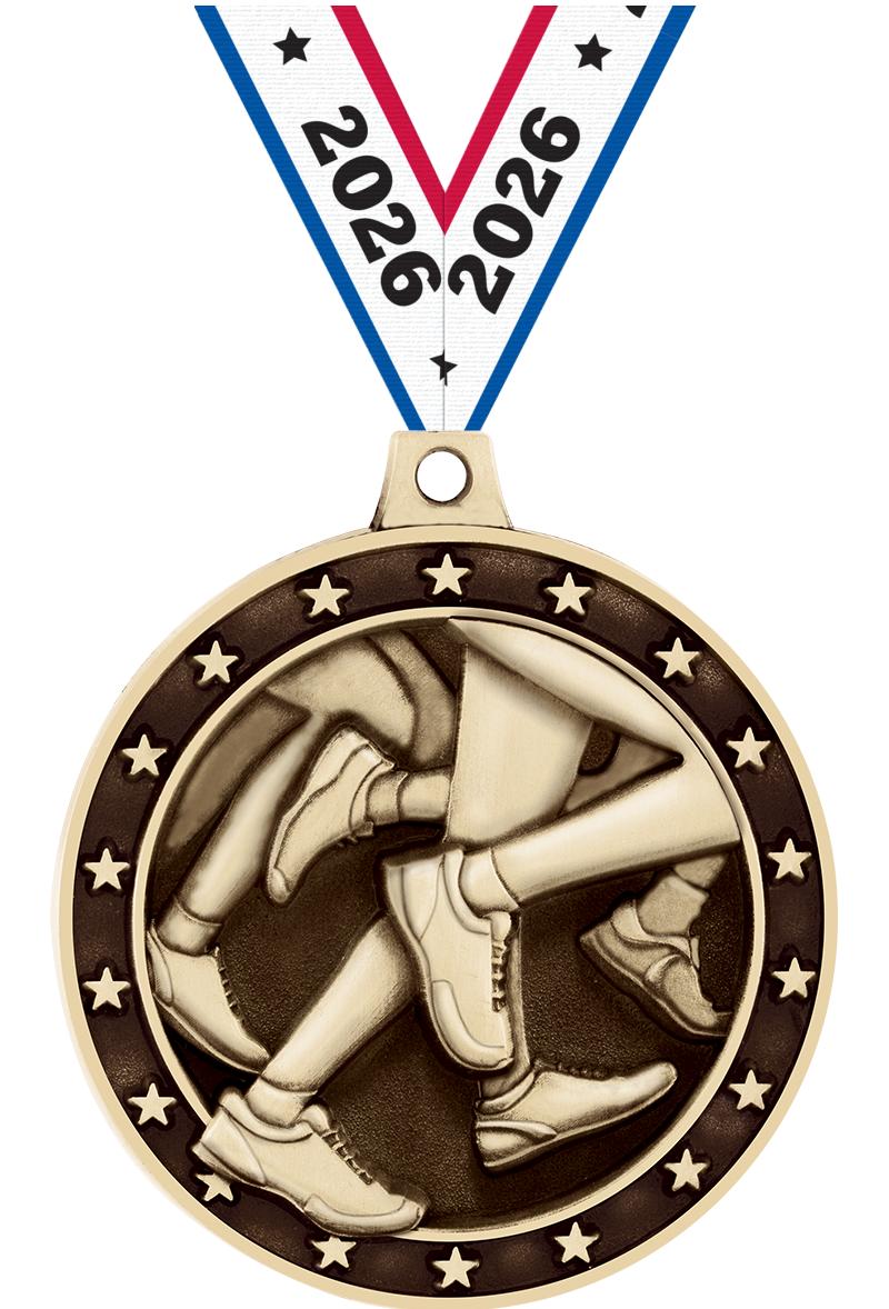 2" 3D RUNNING MEDAL GOLD