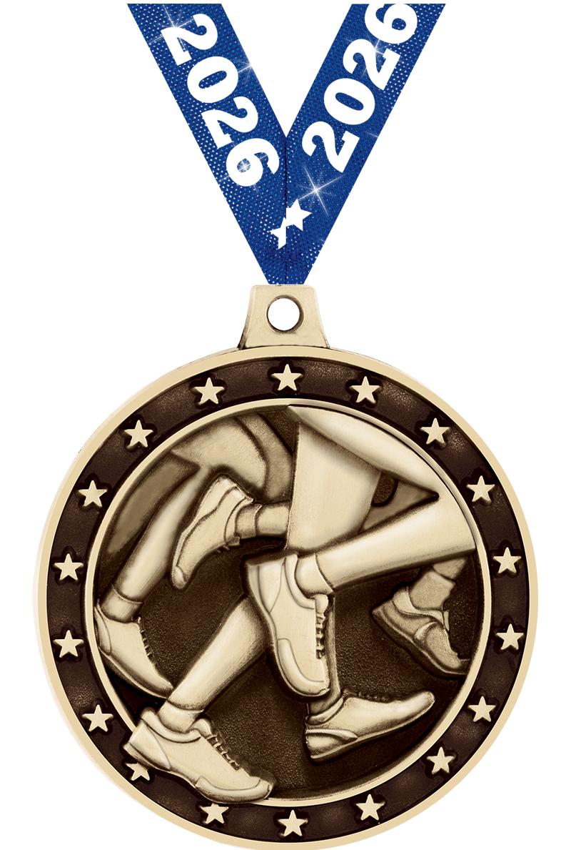 2" 3D RUNNING MEDAL GOLD