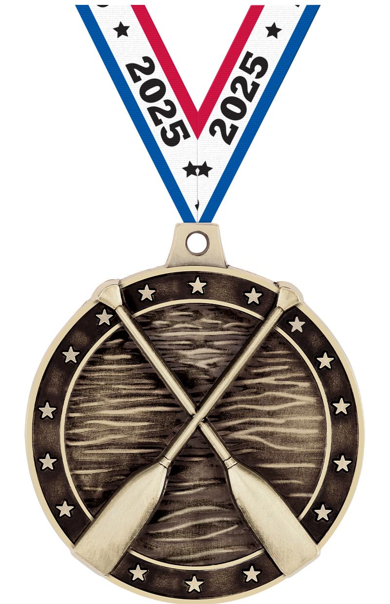 2" 3D ROWING CROSSED OARS GLD