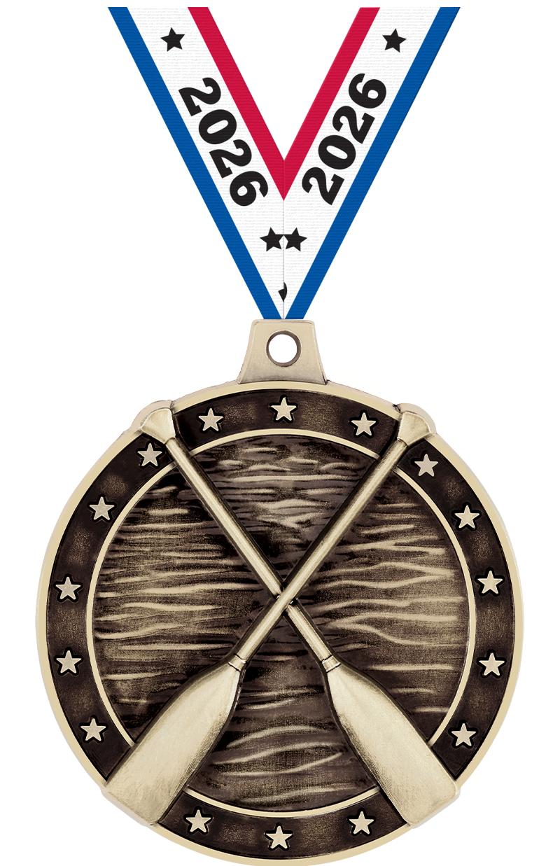 2" 3D ROWING CROSSED OARS GLD