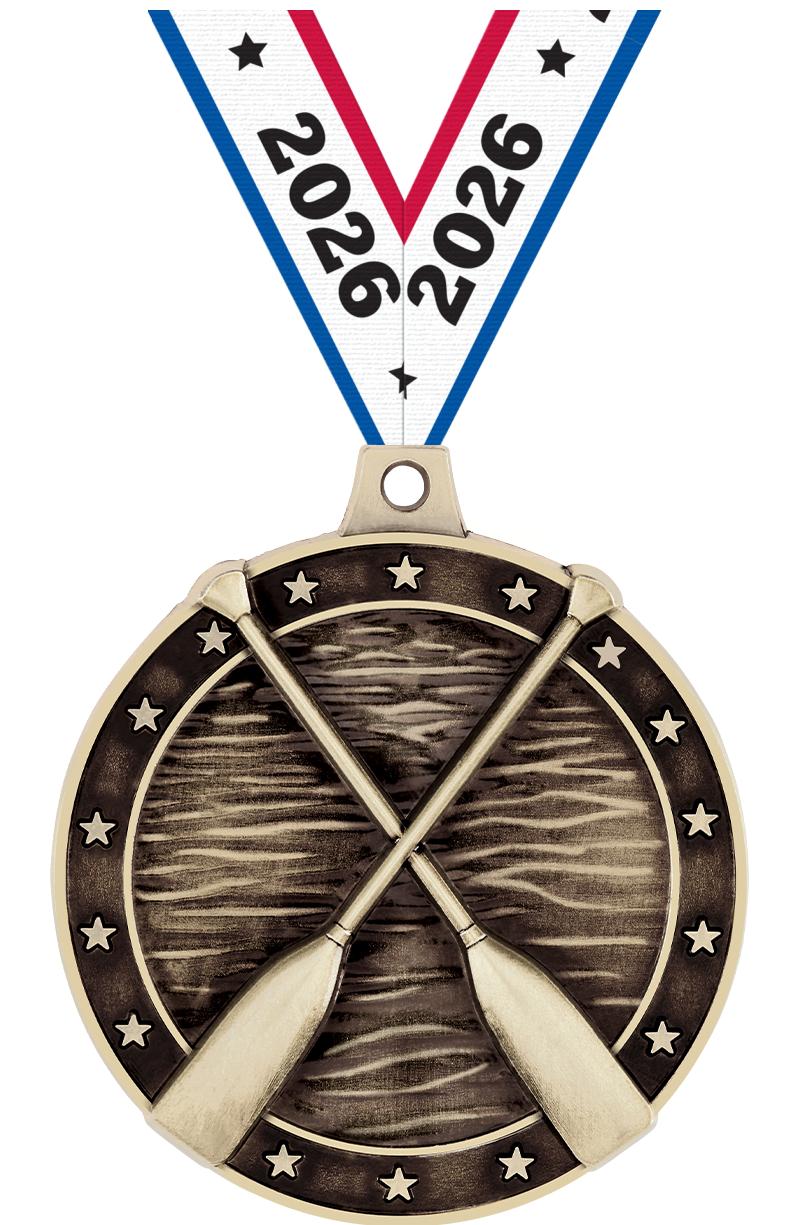 2" 3D ROWING CROSSED OARS GLD