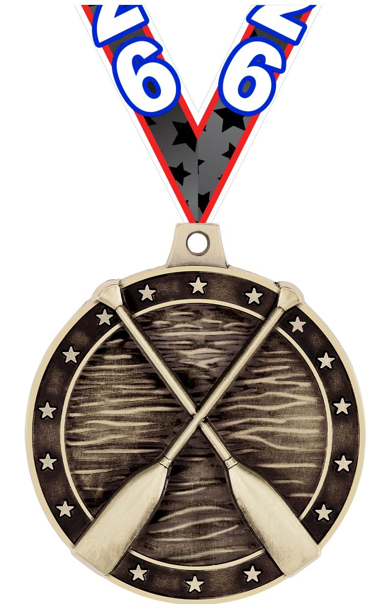 2" 3D ROWING CROSSED OARS GLD