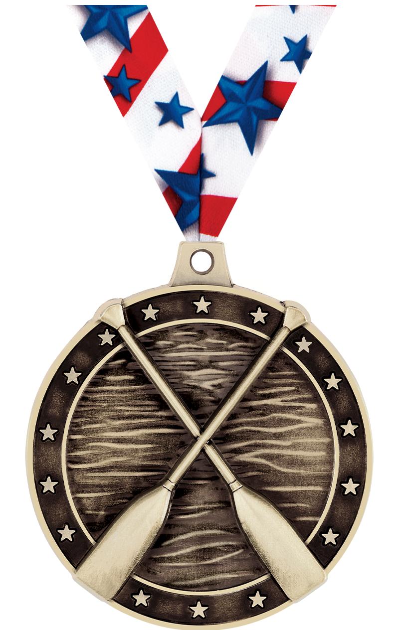 2" 3D ROWING CROSSED OARS GLD