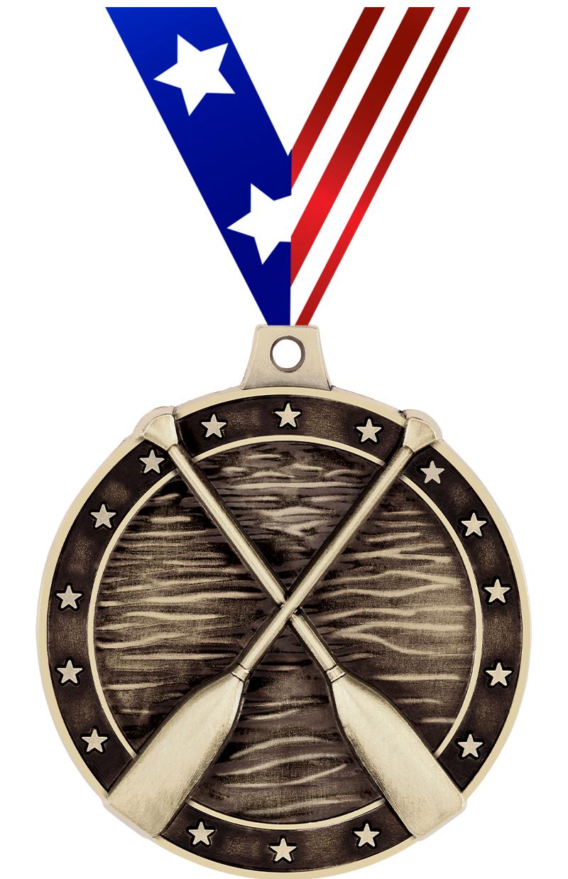 2" 3D ROWING CROSSED OARS GLD