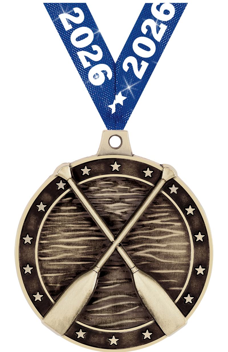 2" 3D ROWING CROSSED OARS GLD