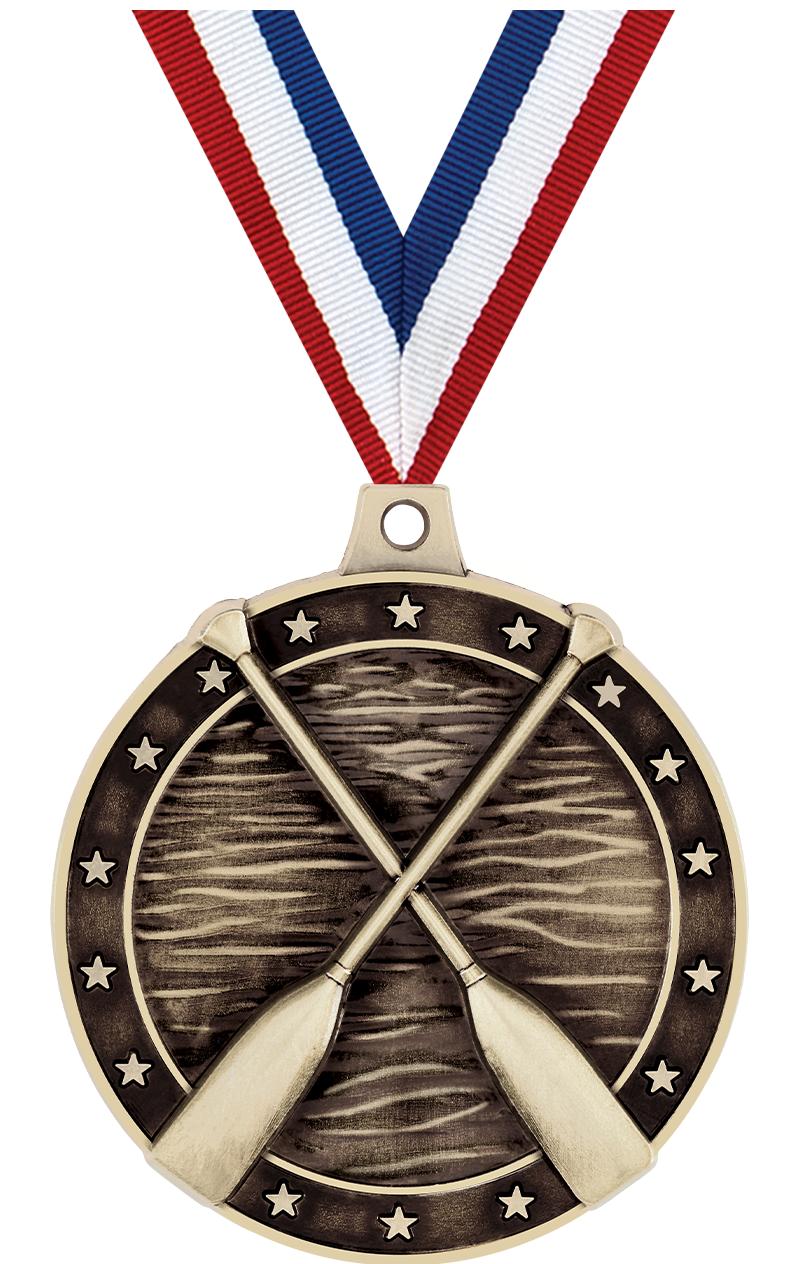 2" 3D ROWING CROSSED OARS GLD