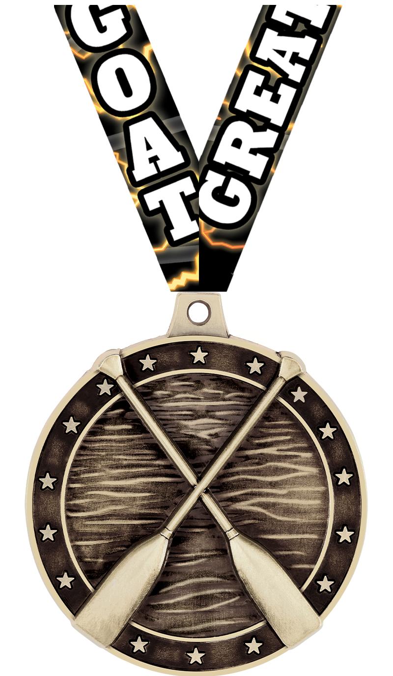 2" 3D ROWING CROSSED OARS GLD